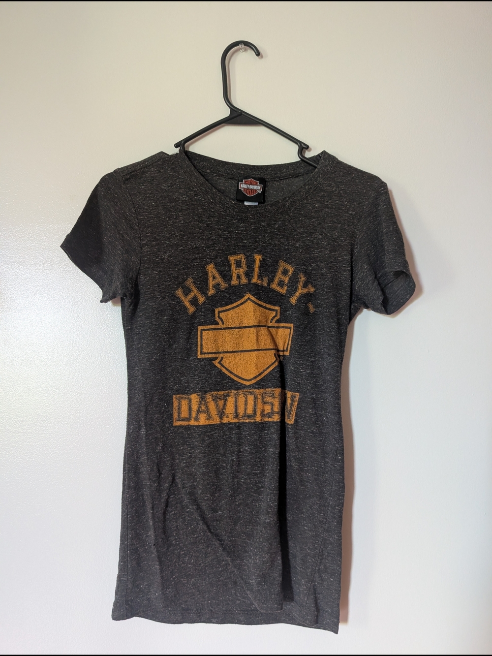 Harley‑Davidson Charcoal Short Sleeve Tee with Gold Graphic